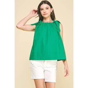 NEW PINCH quinn tie shoulder top in green